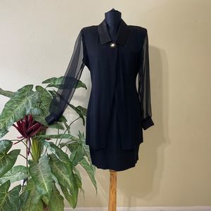 Vintage 80's 90's Scarlett Black pearl buttons Career Power Suit Dress sz. 5